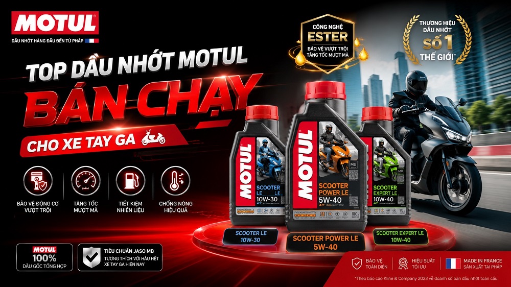 Top dầu nhớt Motul bán chạy cho xe tay ga